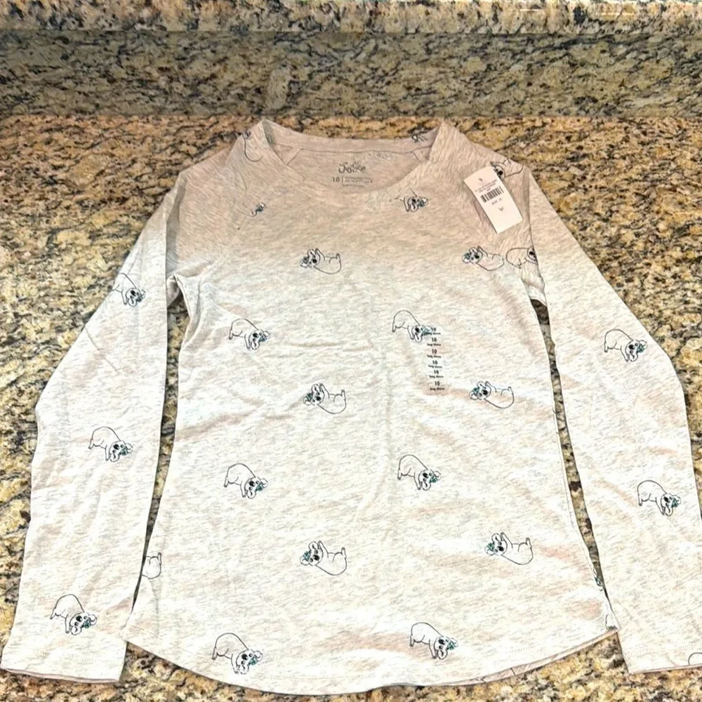 Justice Heather Koala Gray Long Sleeve Tee girls size 10 brand new with tags
